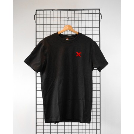 T-shirt noir logo rouge brodé